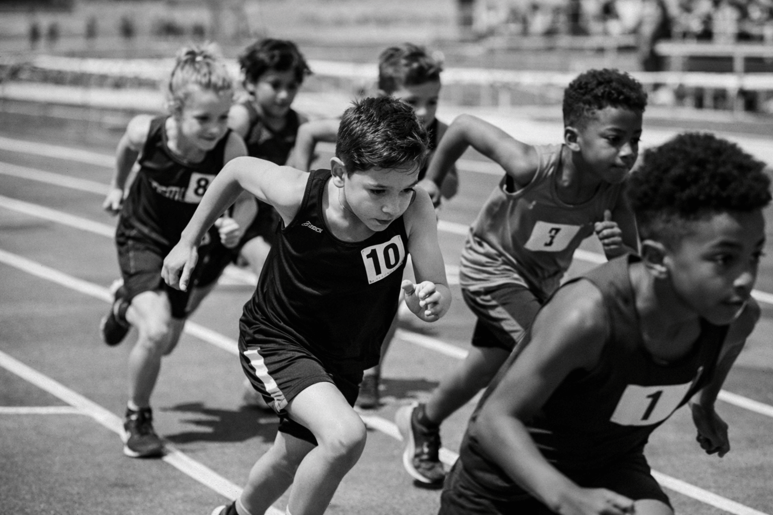 Sprinter in starting blocks